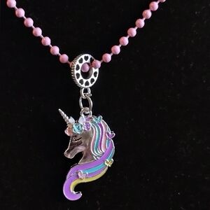 - Unicorn Pendant Charm on a Pink Ball Chain new